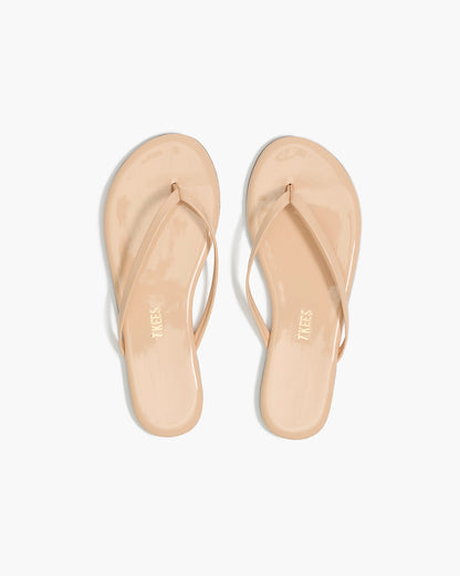Lily Glosses Leather Flip Flops in Linen - TKEES