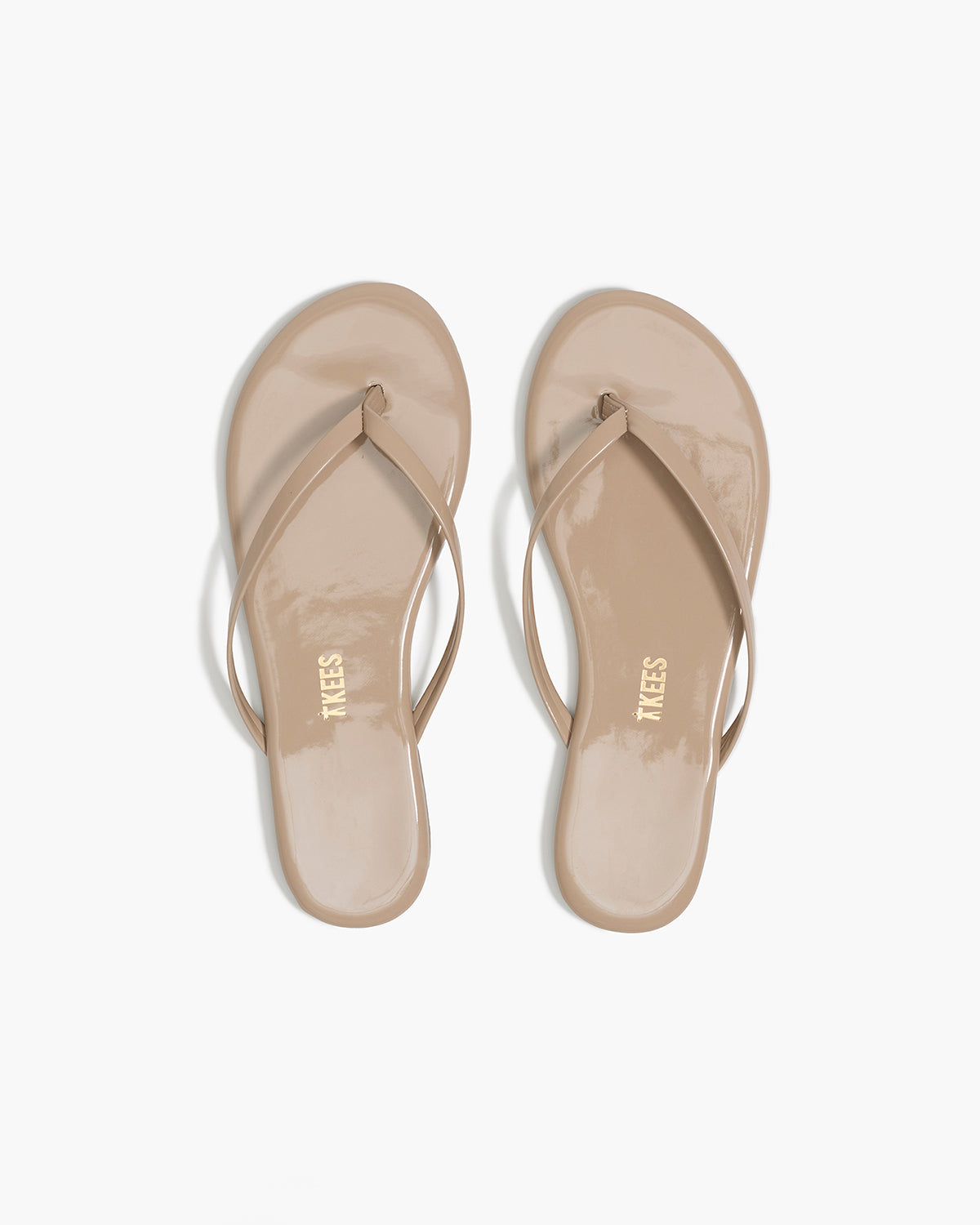 Lily Glosses Leather Flip Flops in Custard - TKEES