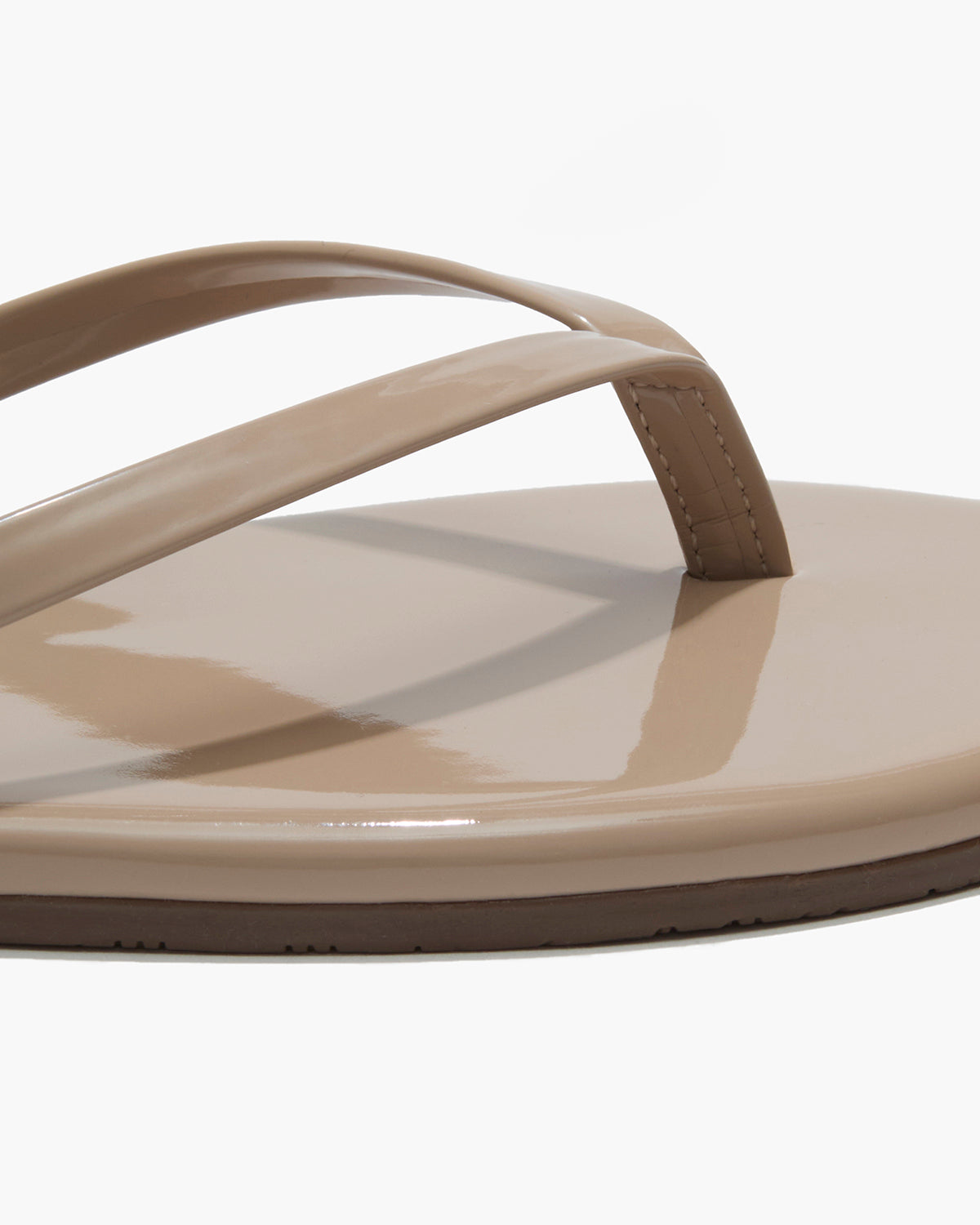 Lily Glosses Leather Flip Flops in Custard - TKEES