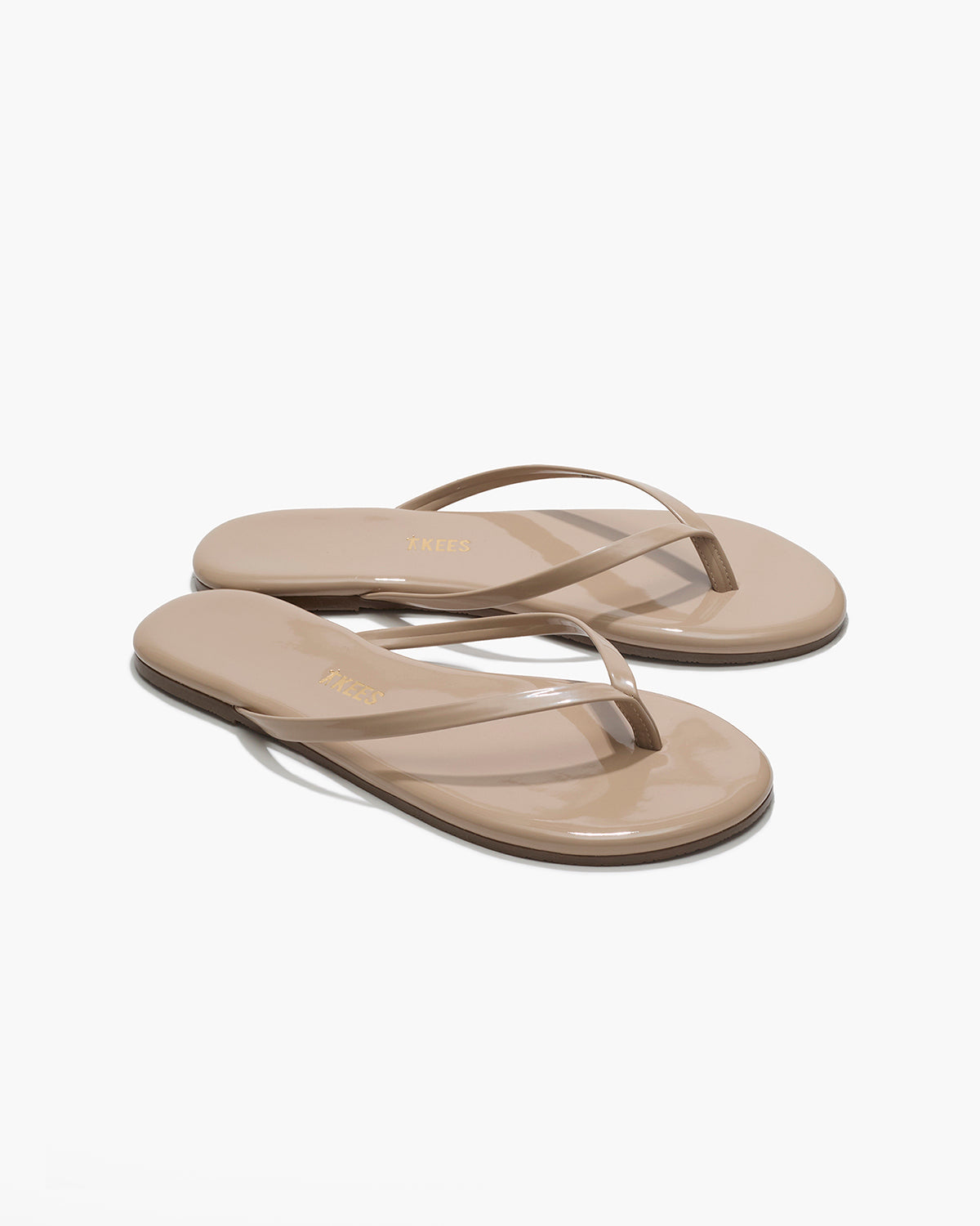 Lily Glosses Leather Flip Flops in Custard - TKEES