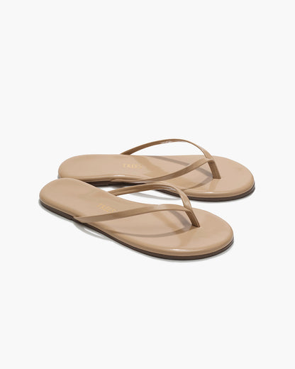 Lily Glosses Leather Flip Flops in Sunkissed - TKEES