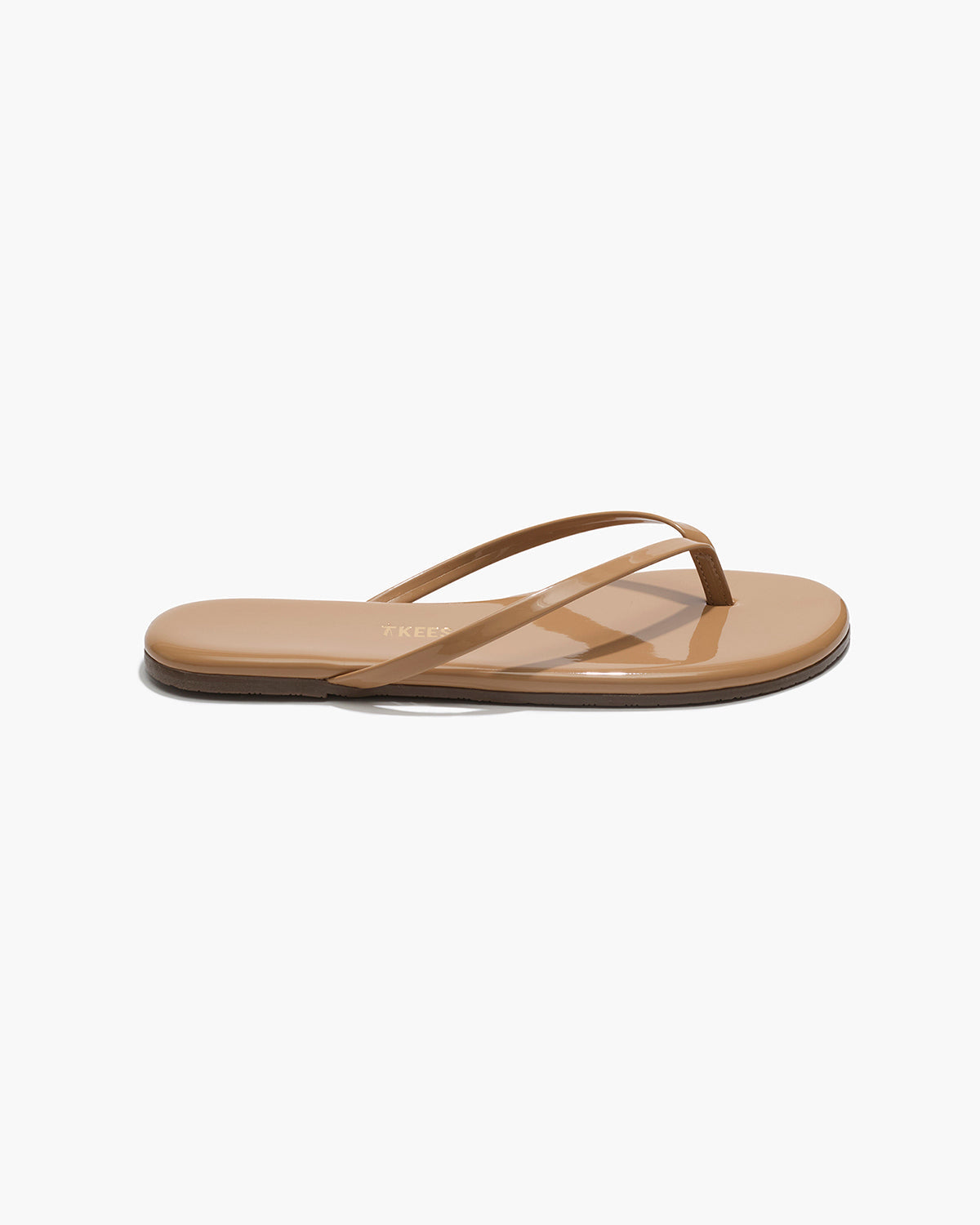 Lily Glosses Leather Flip Flops in Cocobutter - TKEES