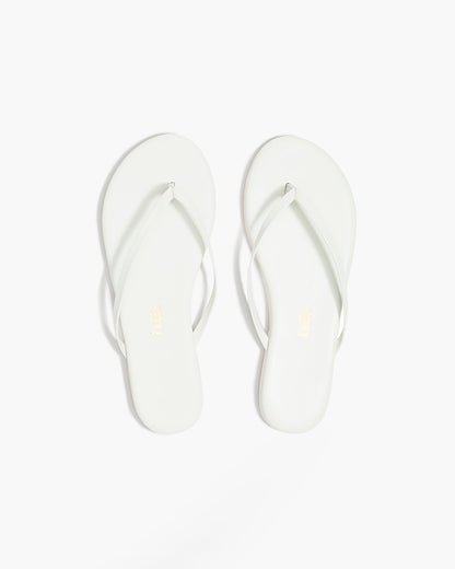 Lily Pigments Leather Flip Flops in White - TKEES