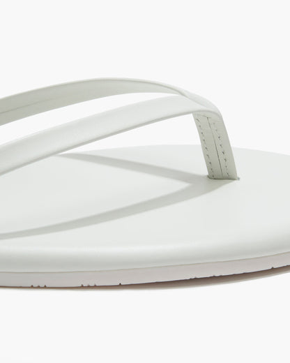 Lily Pigments Leather Flip Flops in White - TKEES