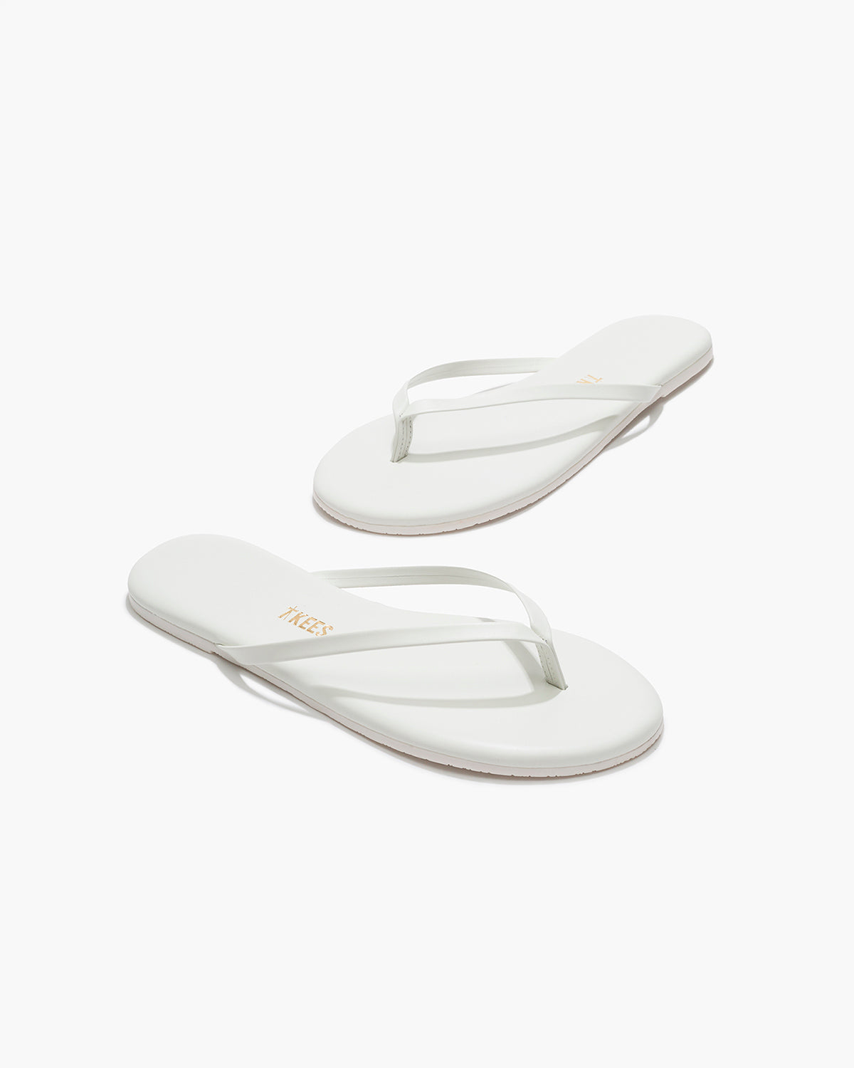 Lily Pigments Leather Flip Flops in White - TKEES