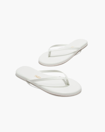 Lily Pigments Leather Flip Flops in White - TKEES
