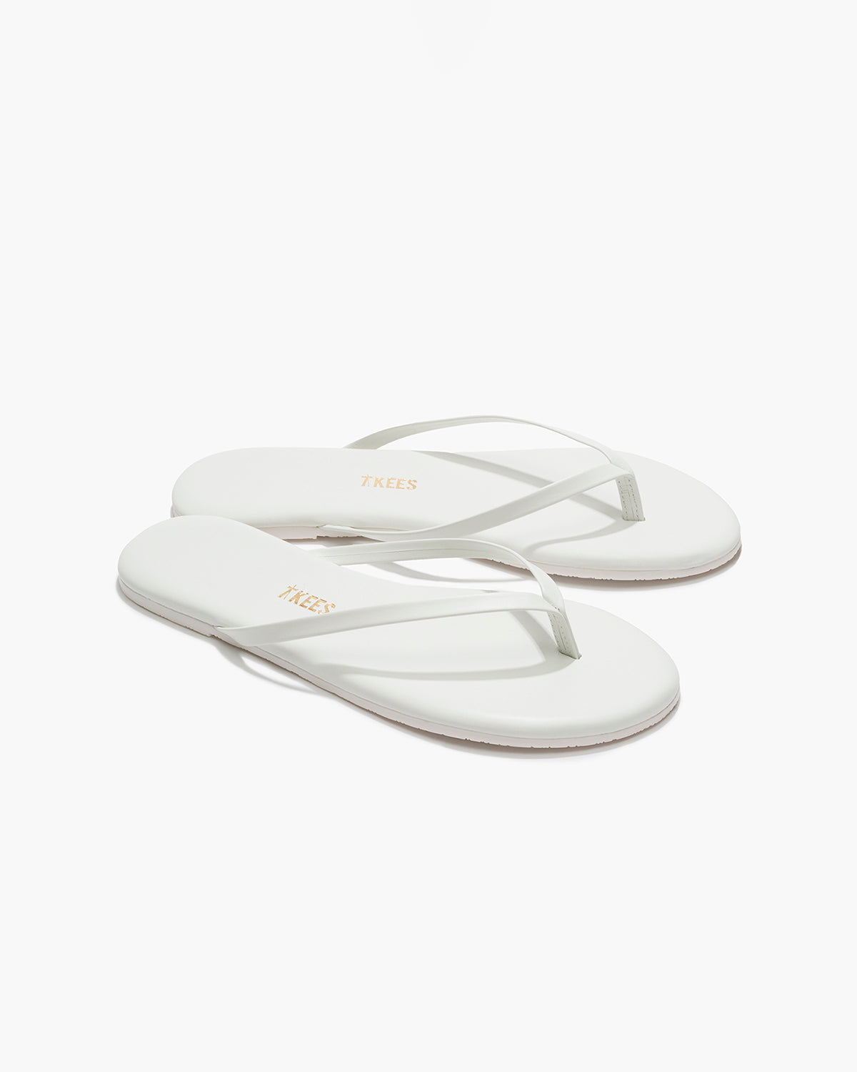 Lily Pigments Leather Flip Flops in White - TKEES