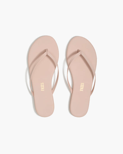 Lily Pigments Leather Flip Flops in Soft Pink - TKEES