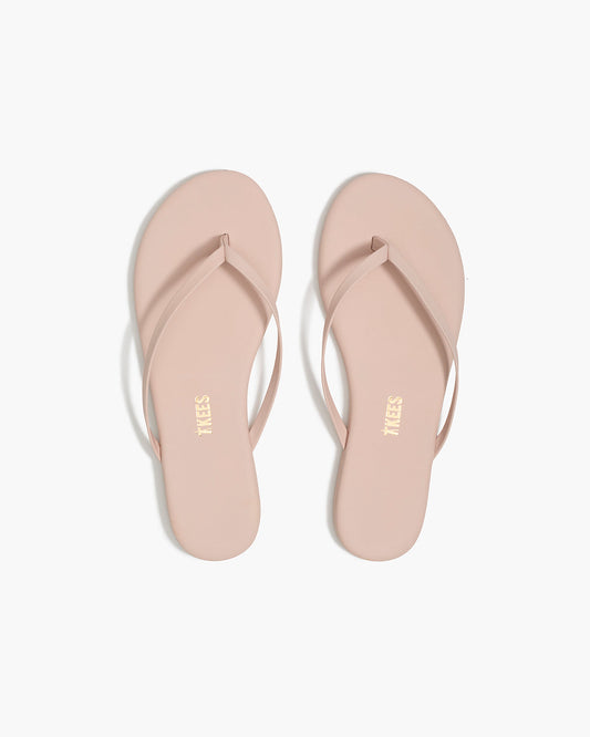 Lily Pigments Leather Flip Flops in Soft Pink - TKEES