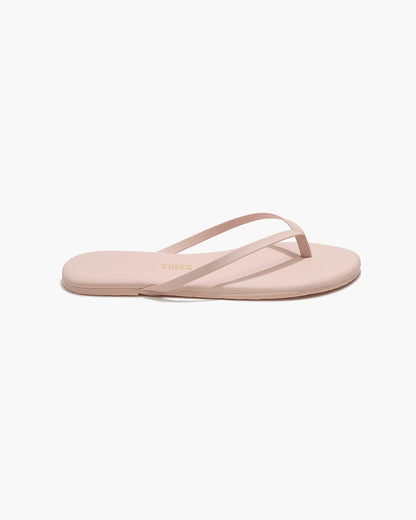 Lily Pigments Leather Flip Flops in Soft Pink - TKEES