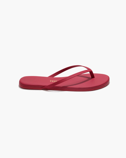 Lily Pigments Leather Flip Flops in Red - TKEES