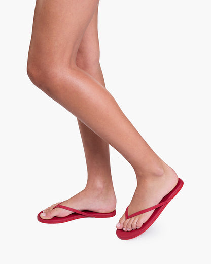 Lily Pigments Leather Flip Flops in Red - TKEES