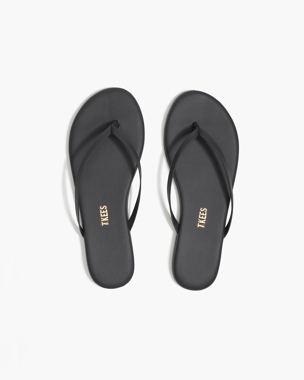Lily Pigments Leather Flip Flops in Washed Black - TKEES