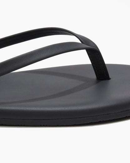 Lily Pigments Leather Flip Flops in Washed Black - TKEES