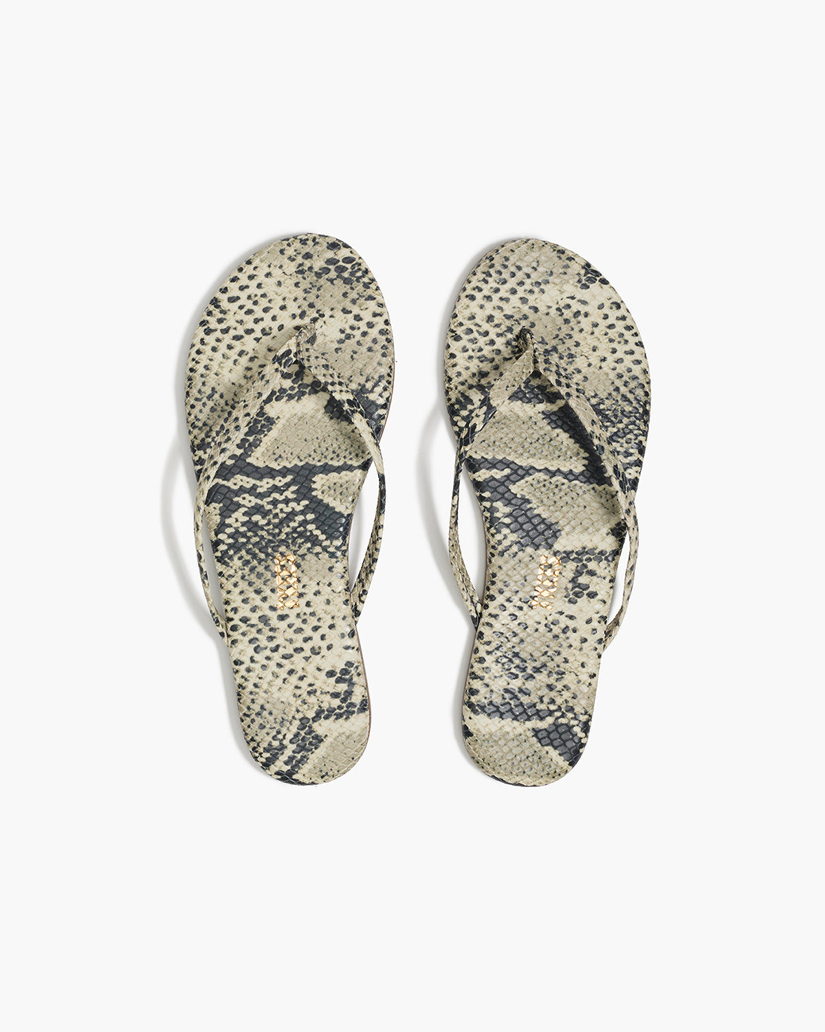 Lily Vegan Animal Leather Flip Flops in Sand Snake - TKEES
