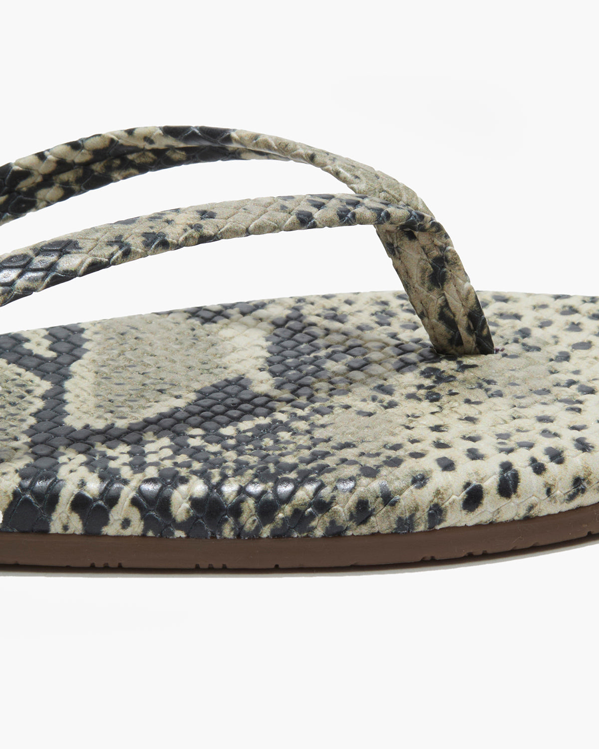 Lily Vegan Animal Leather Flip Flops in Sand Snake - TKEES