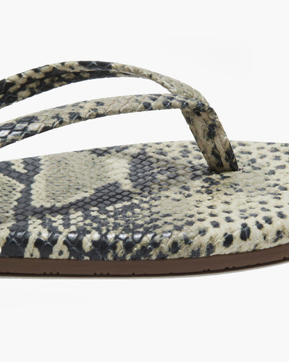 Lily Vegan Animal Leather Flip Flops in Sand Snake - TKEES