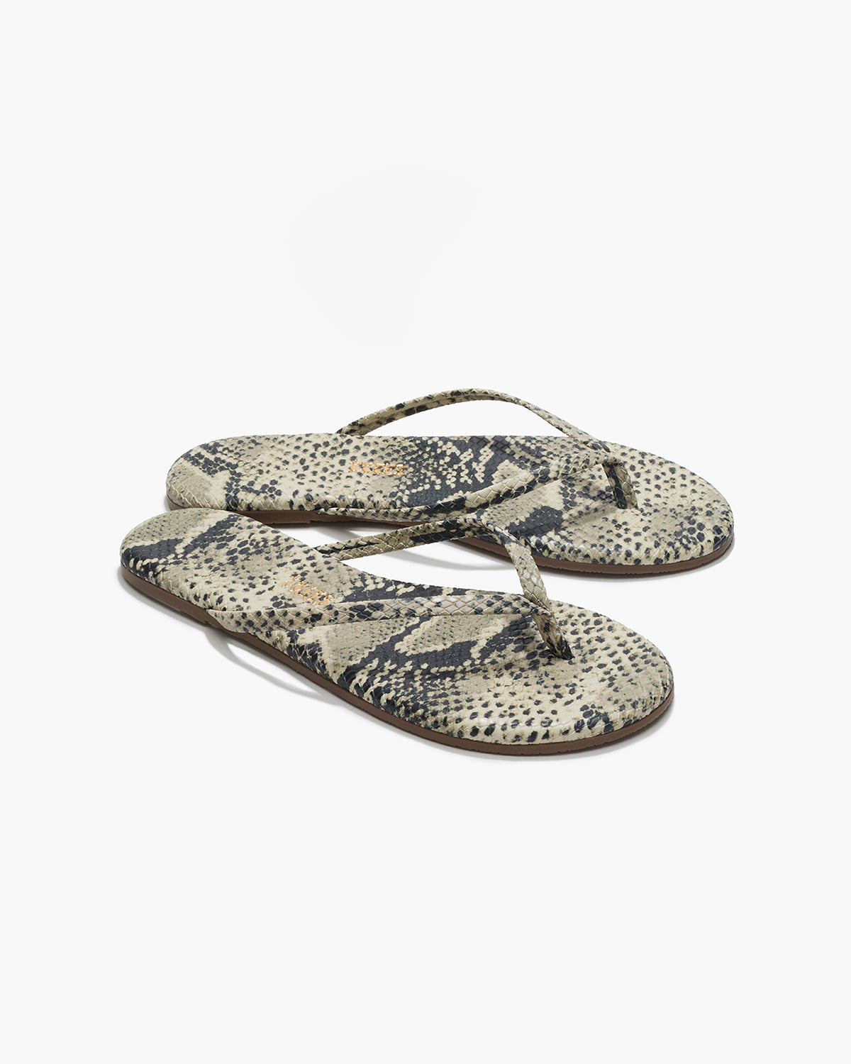 Lily Vegan Animal Leather Flip Flops in Sand Snake - TKEES