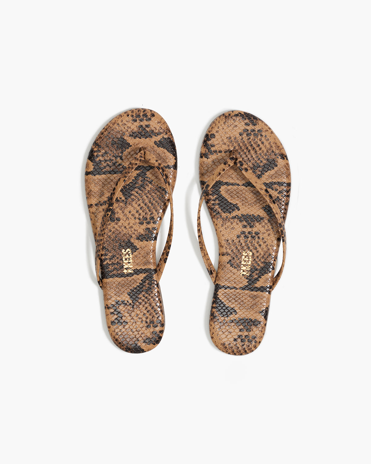 Lily Vegan Animal Leather Flip Flops in Coco Snake - TKEES
