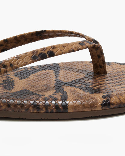 Lily Vegan Animal Leather Flip Flops in Coco Snake - TKEES