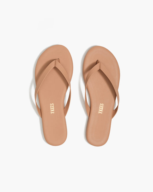 Boyfriend Leather Flip Flops in Pout - TKEES