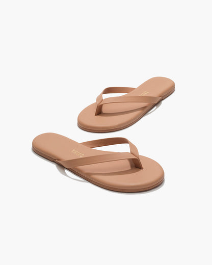 Boyfriend Leather Flip Flops in Pout - TKEES