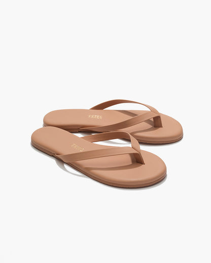Boyfriend Leather Flip Flops in Pout - TKEES