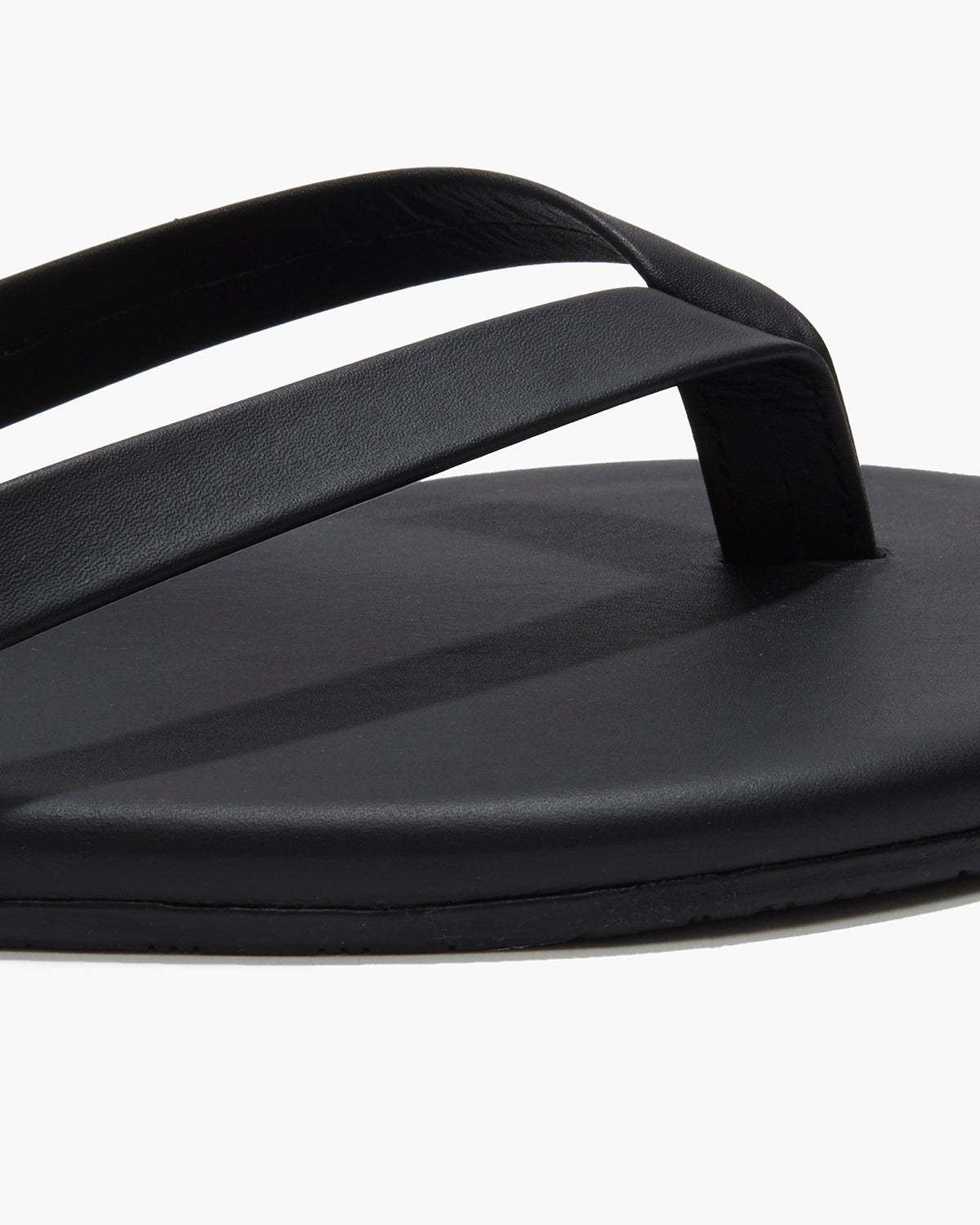 Boyfriend Leather Flip Flops in Black - TKEES