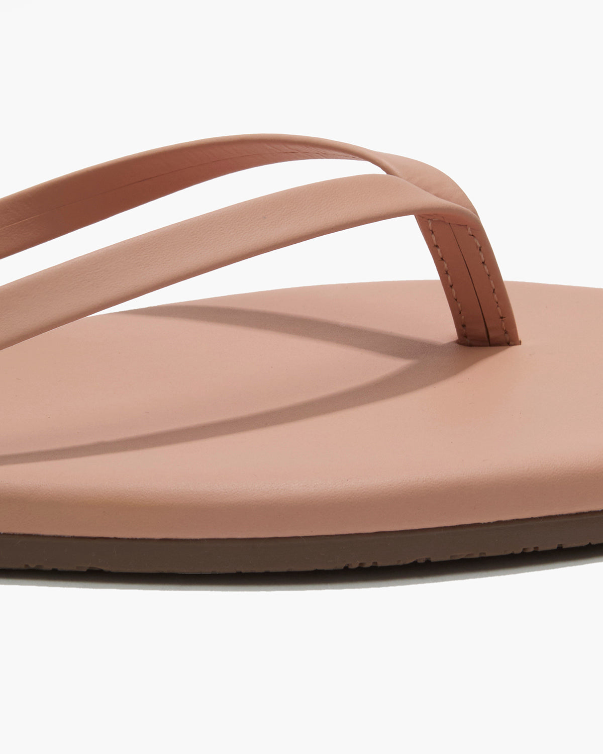 Square Toe Lily Leather Flip Flops in Nude Beach - TKEES