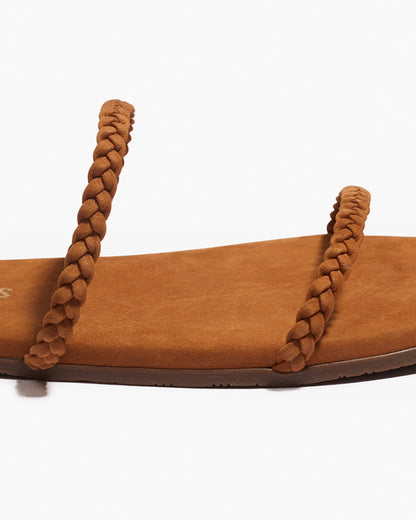 Gemma Braid Leather Sandals in Camel - TKEES