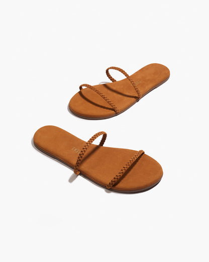 Gemma Braid Leather Sandals in Camel - TKEES