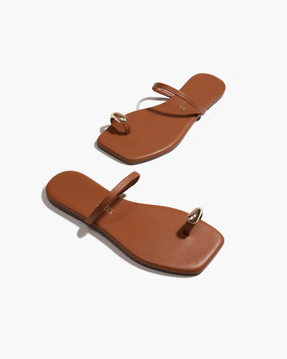 Colette Leather Sandals in Au Naturale - TKEES
