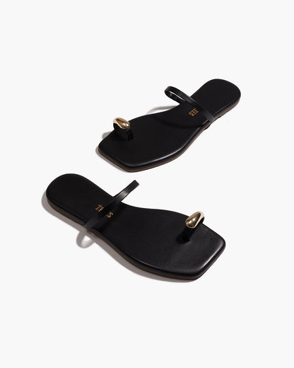 Colette Leather Sandals in Sable - TKEES