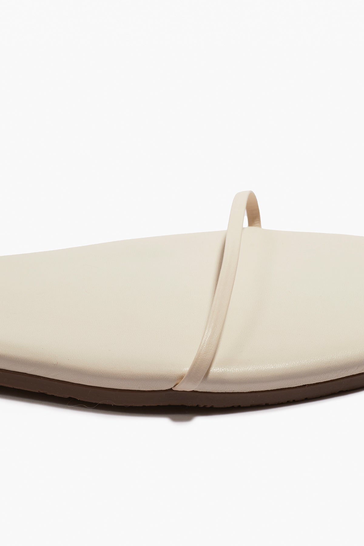 Square Toe Twiggy Leather Sandals in Cream - TKEES