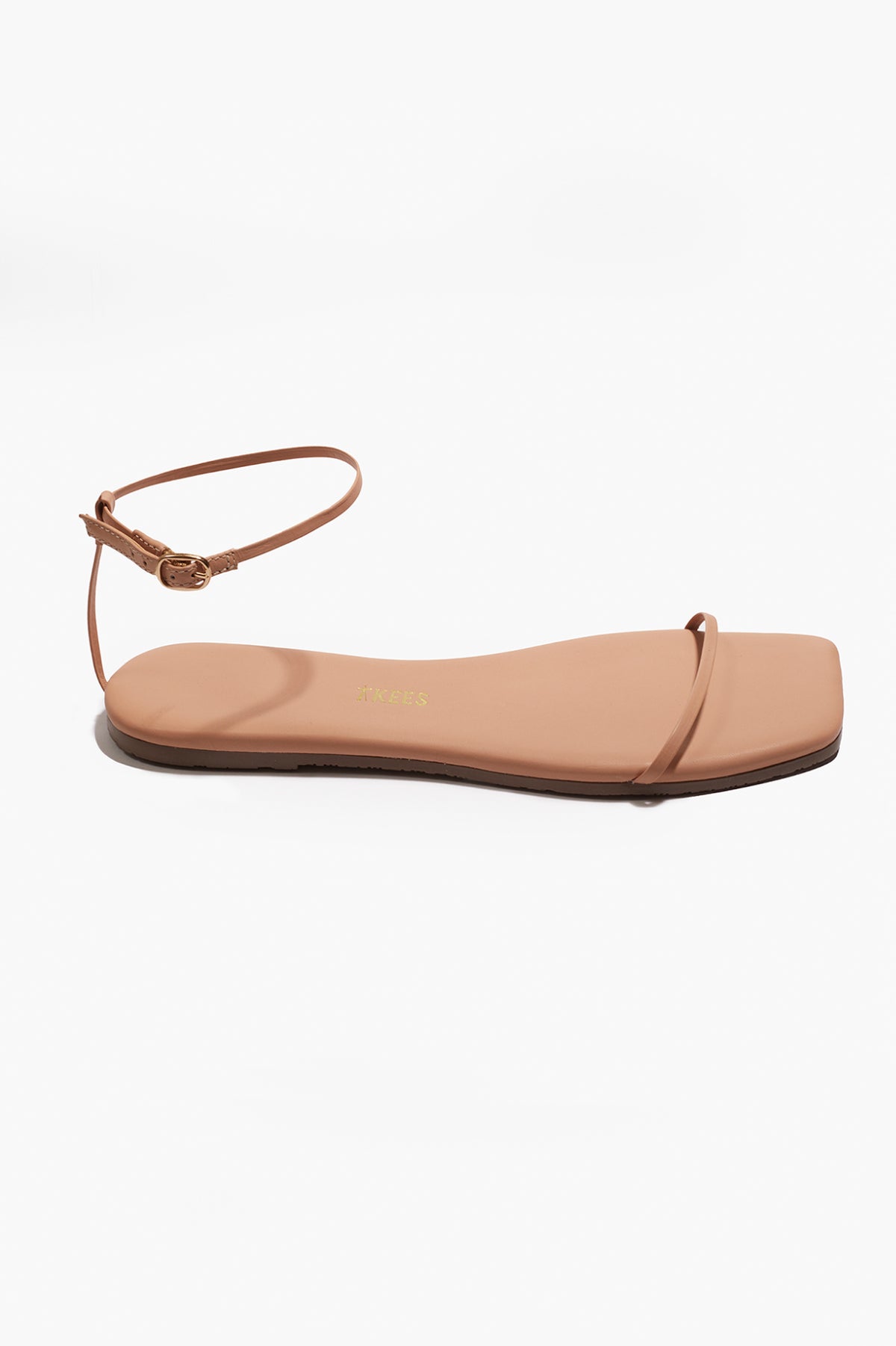 Square Toe Twiggy Leather Sandals in Nude Beach - TKEES