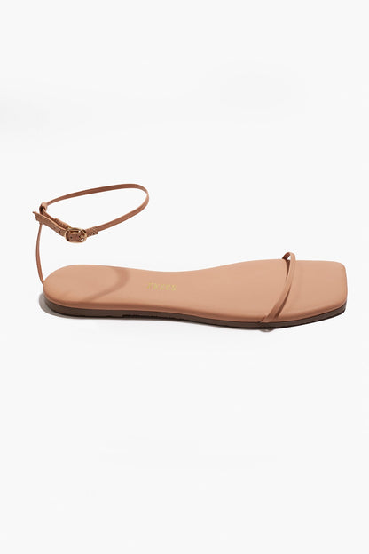 Square Toe Twiggy Leather Sandals in Nude Beach - TKEES