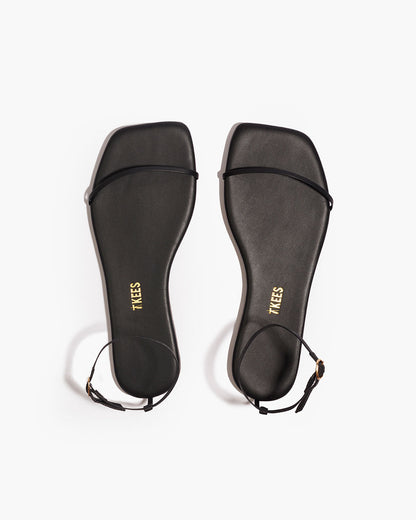 Square Toe Twiggy Leather Sandals in Sable - TKEES
