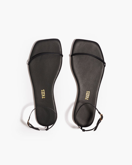Square Toe Twiggy Leather Sandals in Sable - TKEES
