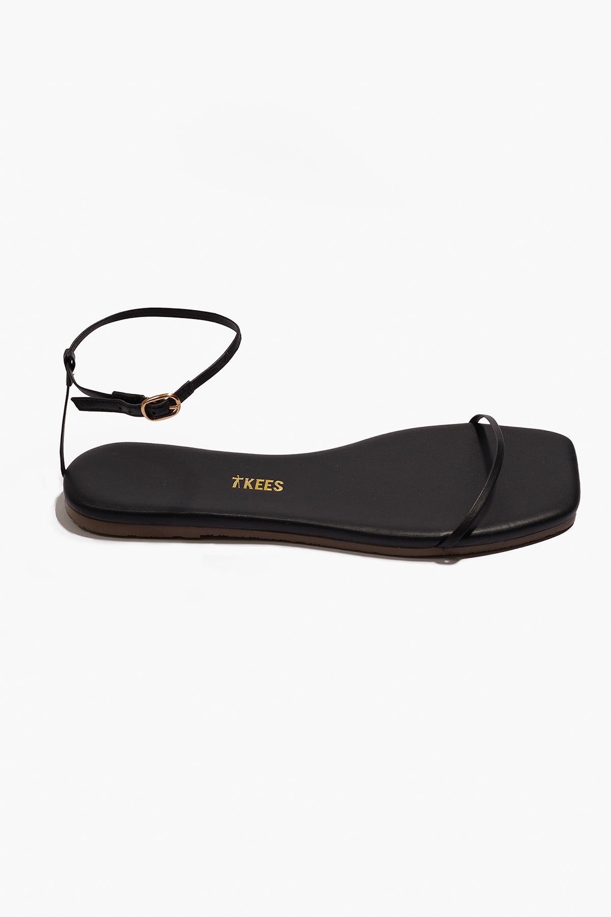 Square Toe Twiggy Leather Sandals in Sable - TKEES
