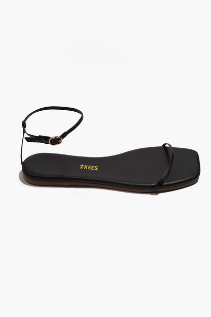 Square Toe Twiggy Leather Sandals in Sable - TKEES