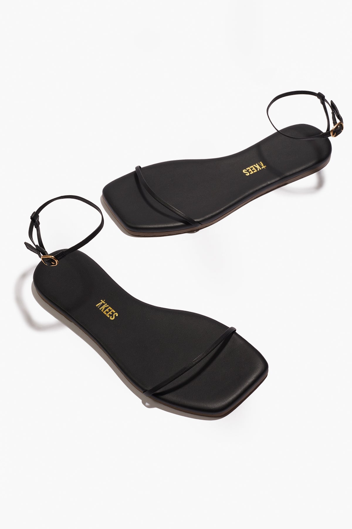 Square Toe Twiggy Leather Sandals in Sable - TKEES