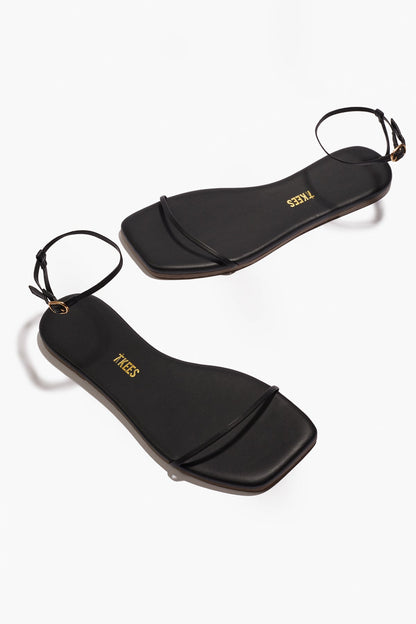 Square Toe Twiggy Leather Sandals in Sable - TKEES