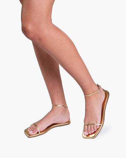 Square Toe Twiggy Leather Sandals in Blink - TKEES