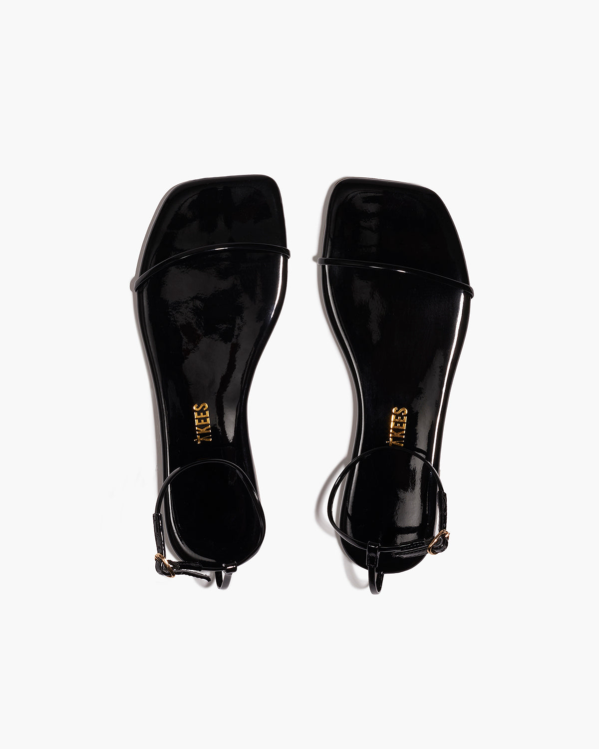 Square Toe Twiggy Leather Sandals in Licorice - TKEES