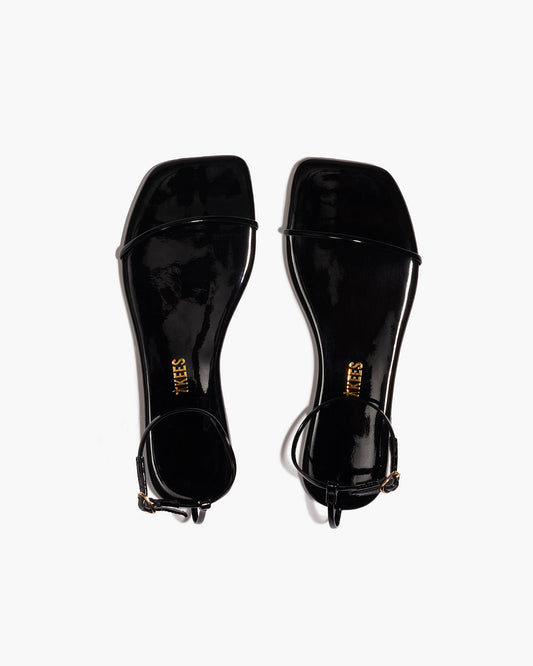 Square Toe Twiggy Leather Sandals in Licorice - TKEES