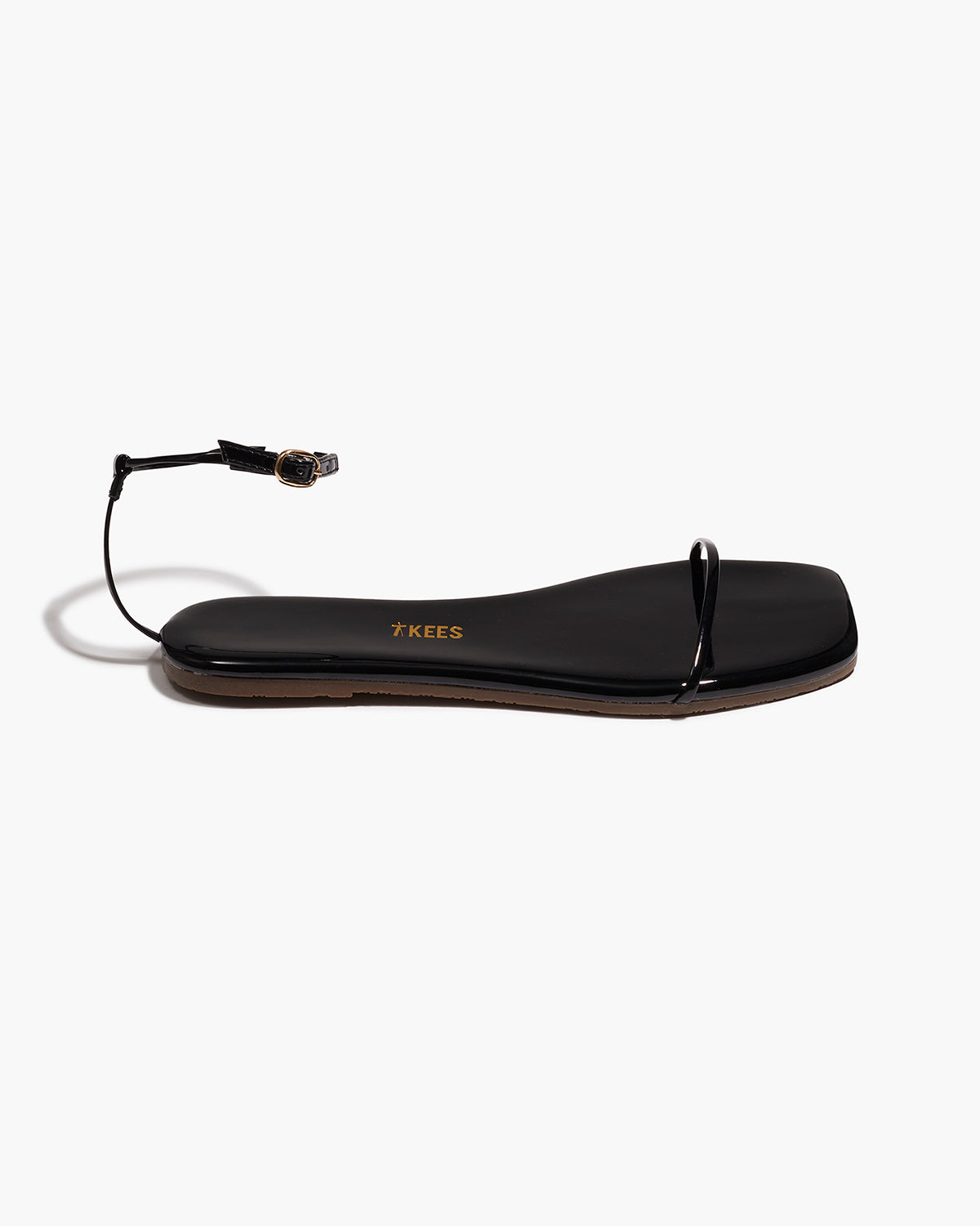 Square Toe Twiggy Leather Sandals in Licorice - TKEES