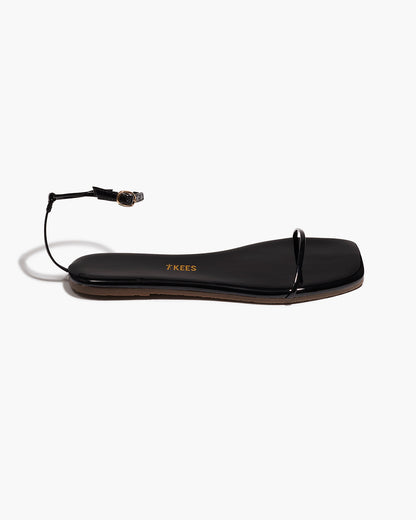 Square Toe Twiggy Leather Sandals in Licorice - TKEES