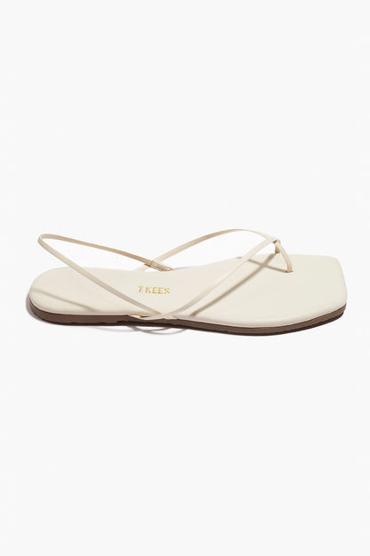 Square Toe Millie Leather Sandals in Cream - TKEES