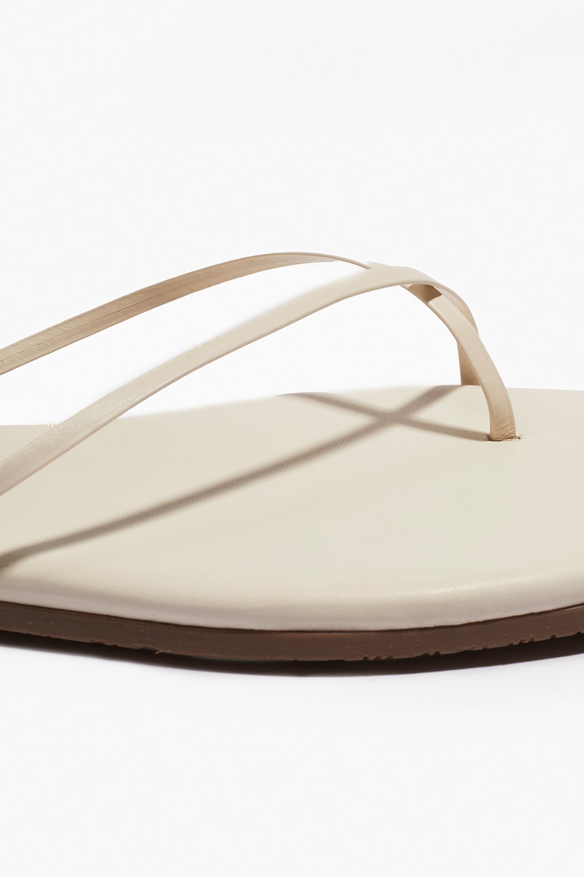 Square Toe Millie Leather Sandals in Cream - TKEES