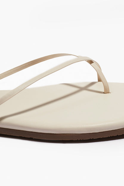 Square Toe Millie Leather Sandals in Cream - TKEES